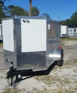 5x10 SA Trailer - White, Double Doors, Side Door, Side Vents