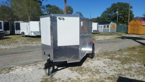 5x10 SA Trailer - White, Double Doors, Side Door, Side Vents