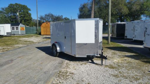 5x10 SA Trailer - White, Double Doors, Side Door, Side Vents