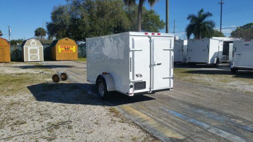 5x10 SA Trailer - White, Double Doors, Side Door, Side Vents