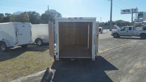 5x10 SA Trailer - White, Double Doors, Side Door, Side Vents