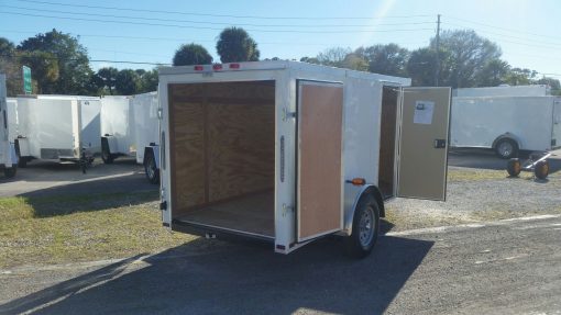 5x10 SA Trailer - White, Double Doors, Side Door, Side Vents