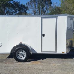 5x10 SA Trailer - White, Double Doors, Side Door, Side Vents