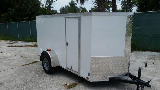 5x10 SA Trailer - White, Ramp, Side Door, Side Vents