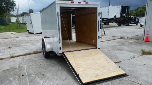 5x10 SA Trailer - White, Ramp, Side Door, Side Vents