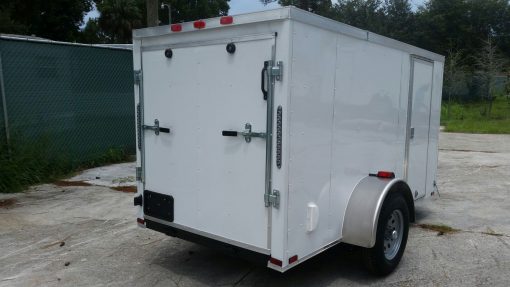 5x10 SA Trailer - White, Ramp, Side Door, Side Vents