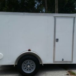 5x10 SA Trailer - White, Ramp, Side Door, Side Vents