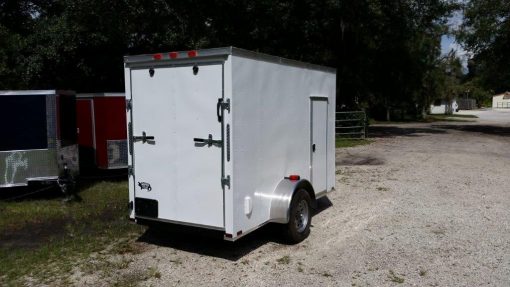 5x10 SA Trailer - White, Ramp, Side Door, Side Vents, Extra Height