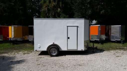 5x10 SA Trailer - White, Ramp, Side Door, Side Vents, Extra Height