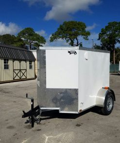 5x6 SA Trailer - White, Barn Doors, Side Vents