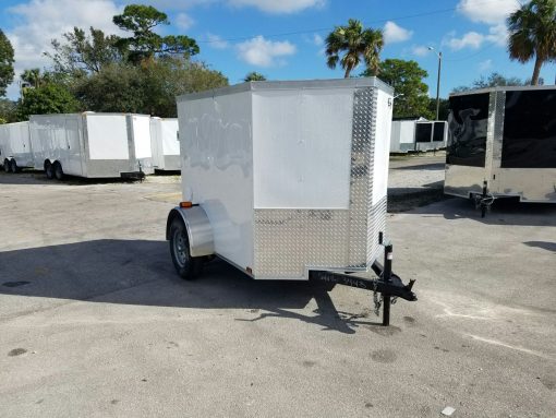 5x6 SA Trailer - White, Barn Doors, Side Vents