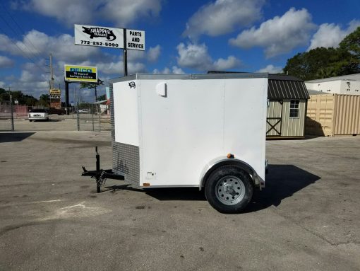 5x6 SA Trailer - White, Barn Doors, Side Vents