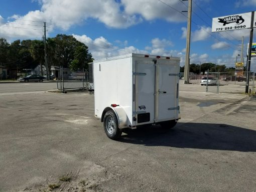 5x6 SA Trailer - White, Barn Doors, Side Vents