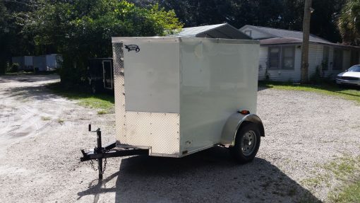 5x6 SA Trailer - White, Barn Door, Side Vents