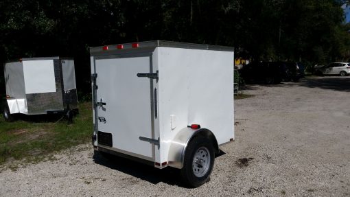 5x6 SA Trailer - White, Barn Door, Side Vents