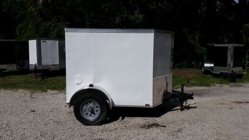 5x6 SA Trailer - White, Barn Door, Side Vents