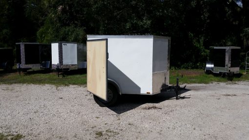 5x6 SA Trailer - White, Barn Door, Side Vents