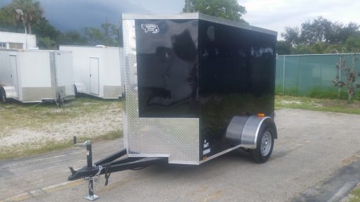 5x8 SA Trailer - Black, Double Doors, Side Door, Side Vents, Extended Tongue, Extra Height, Spare Mount