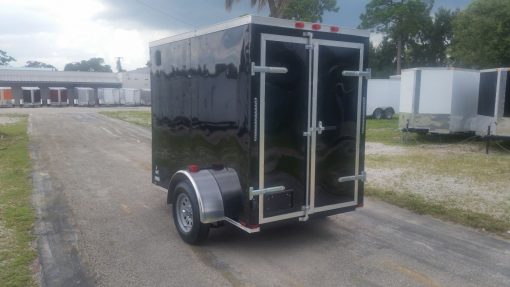 5x8 SA Trailer - Black, Double Doors, Side Door, Side Vents, Extended Tongue, Extra Height, Spare Mount