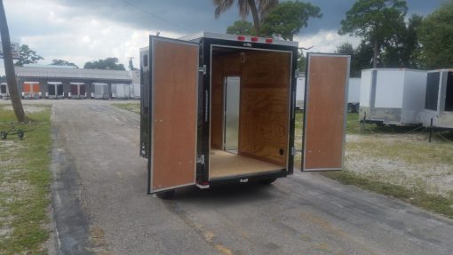 5x8 SA Trailer - Black, Double Doors, Side Door, Side Vents, Extended Tongue, Extra Height, Spare Mount