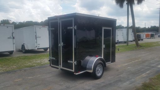 5x8 SA Trailer - Black, Double Doors, Side Door, Side Vents, Extended Tongue, Extra Height, Spare Mount