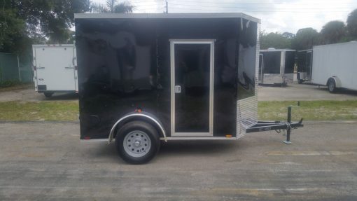 5x8 SA Trailer - Black, Double Doors, Side Door, Side Vents, Extended Tongue, Extra Height, Spare Mount