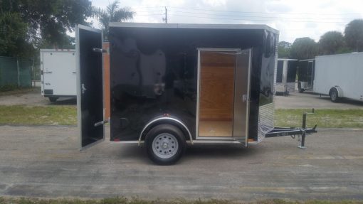 5x8 SA Trailer - Black, Double Doors, Side Door, Side Vents, Extended Tongue, Extra Height, Spare Mount