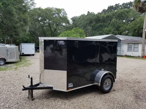 5x8 SA Trailer - Black, Barn Doors, Side Door, Side Vents