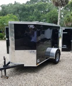 5x8 SA Trailer - Black, Barn Doors, Side Door, Side Vents