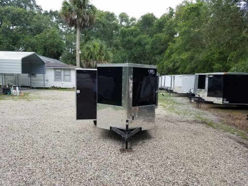 5x8 SA Trailer - Black, Barn Doors, Side Door, Side Vents