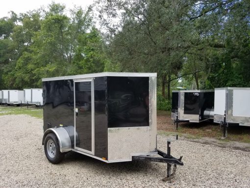 5x8 SA Trailer - Black, Barn Doors, Side Door, Side Vents