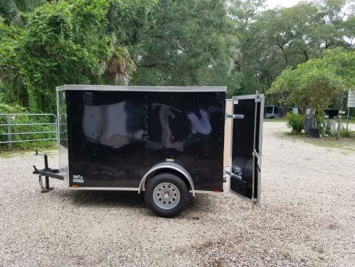 5x8 SA Trailer - Black, Barn Doors, Side Door, Side Vents