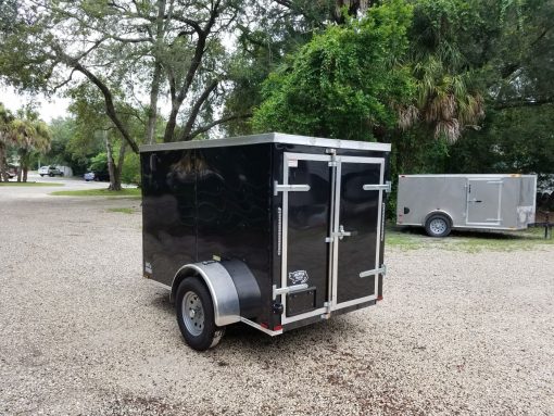 5x8 SA Trailer - Black, Barn Doors, Side Door, Side Vents