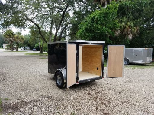 5x8 SA Trailer - Black, Barn Doors, Side Door, Side Vents