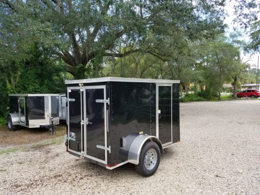 5x8 SA Trailer - Black, Barn Doors, Side Door, Side Vents