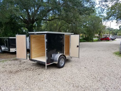 5x8 SA Trailer - Black, Barn Doors, Side Door, Side Vents