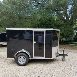 5x8 SA Trailer - Black, Barn Doors, Side Door, Side Vents