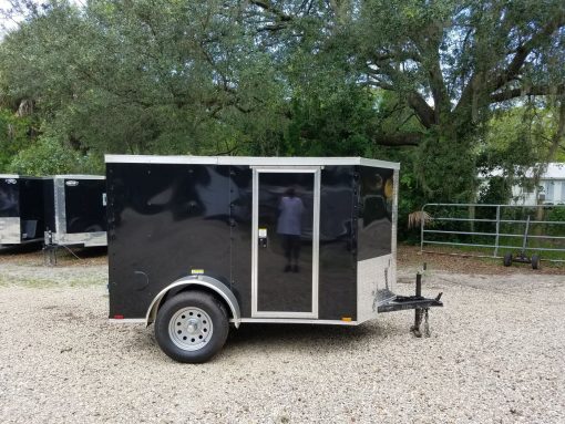 5x8 SA Trailer - Black, Barn Doors, Side Door, Side Vents