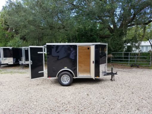 5x8 SA Trailer - Black, Barn Doors, Side Door, Side Vents