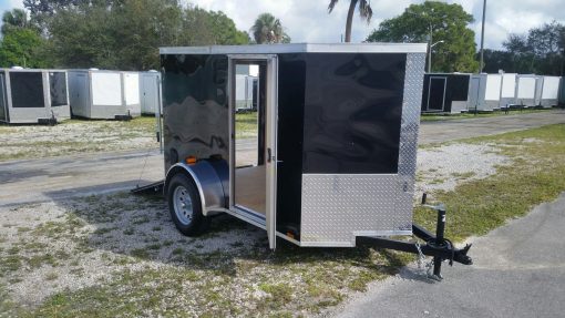 5x8 SA Trailer - Black, Ramp, Side Door, Side Vents