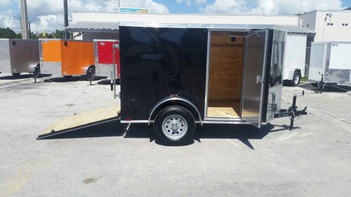 5x8 SA Trailer - Black, Ramp, Side Door, Side Vents