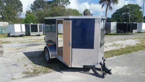 5x8 SA Trailer - Blue, Ramp, Side Door, Side Vents