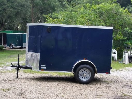 5x8 SA Trailer - Blue, Ramp, Side Door, Side Vents