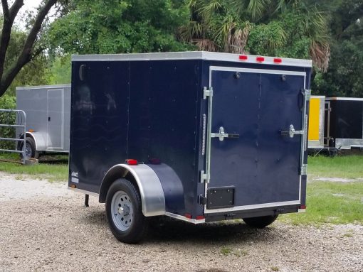 5x8 SA Trailer - Blue, Ramp, Side Door, Side Vents