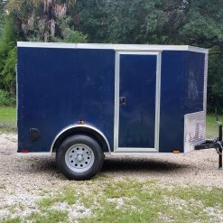 5x8 SA Trailer - Blue, Ramp, Side Door, Side Vents