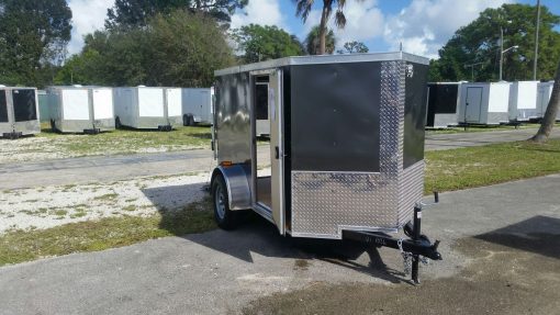 5x8 SA Trailer - Charcoal Gray, Ramp, Side Door, Side Vents