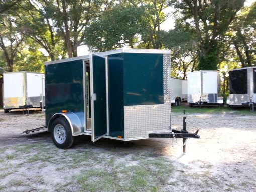 5x8 SA Trailer - Green, Ramp, Side Door, Side Vents