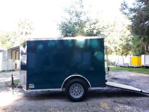 5x8 SA Trailer - Green, Ramp, Side Door, Side Vents