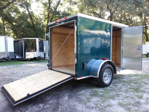 5x8 SA Trailer - Green, Ramp, Side Door, Side Vents