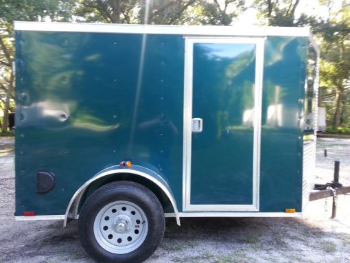 5x8 SA Trailer - Green, Ramp, Side Door, Side Vents